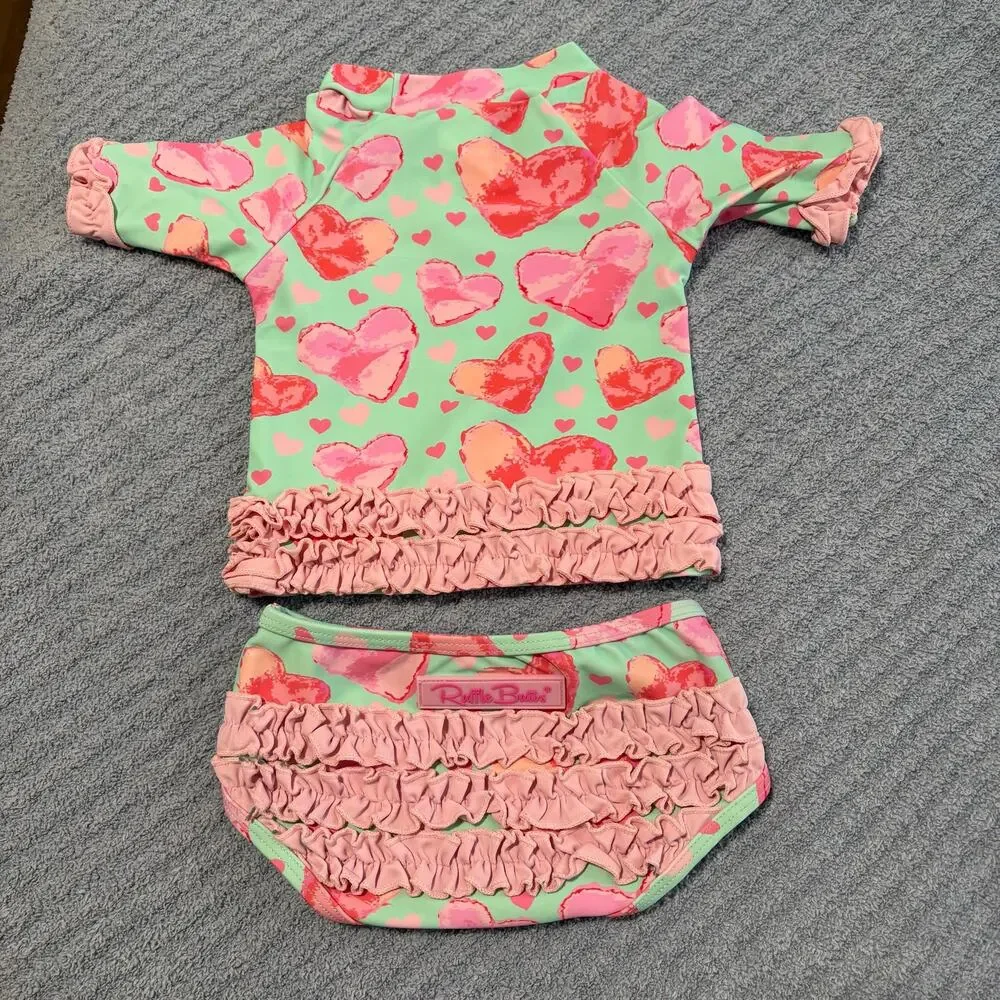 Ruffle Butts-Baby Girl-Little Love-Heart Print/Bikni/Swimsuite-3-6m-Nylon